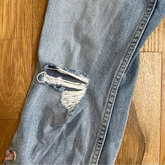 Anthro Pilcro and the Letterpress Floral Lace Up Raw Hem Slim Straight Jeans 30 - Picture 4 of 15